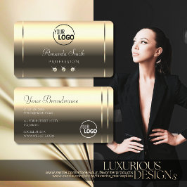 光沢金ゴールド光学きらめくダイヤモンド追加ロゴ 名刺