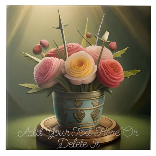 光淡い色のの中のピンク、黄色、サンゴのバラ タイル (正面)