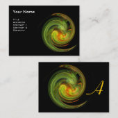 光渦モノグラム鮮やか黒黄緑色 名刺 (正面/裏面)