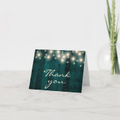 光素朴ティール（緑がかった色）木材サンキューカード サンキューカード (正面)