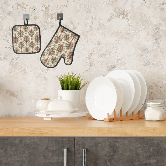 光素朴伝統的 鍋つかみ&鍋敷きセット