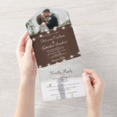 光素朴光木製ストラ結婚イラ オールインワン招待状 (貼ってはがせる)