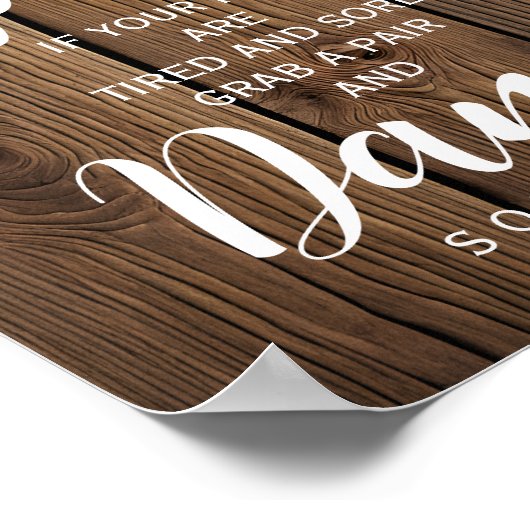 光素朴列のビーチサンダルの結婚サイン ポスター (角)