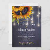 光素朴灯ひまわりネイビー結婚シャルボード 招待状 (正面)