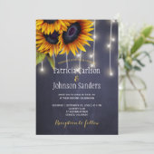 光素朴灯ひまわりネイビー結婚シャルボード 招待状 (スタンド正面)