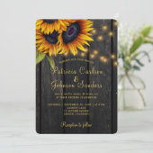 光素朴金ゴールドひまわり結婚の木 招待状 (スタンド正面)