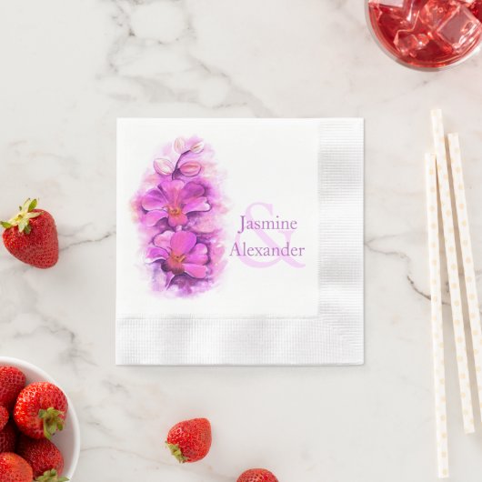 光結婚蘭の水の色の紙ナプキン 縁ありカクテルナプキン (インサイチュ)