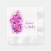 光結婚蘭の水の色の紙ナプキン 縁ありカクテルナプキン (正面)