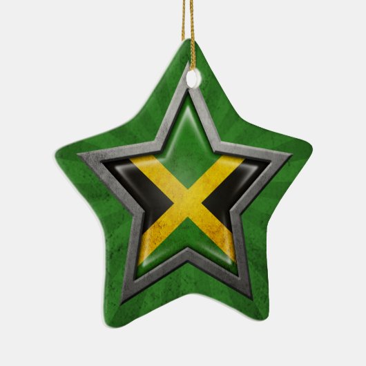光線が付いているジャマイカの旗の星 セラミックオーナメント (右)
