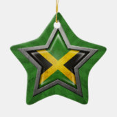 光線が付いているジャマイカの旗の星 セラミックオーナメント (正面)