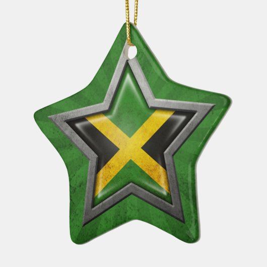 光線が付いているジャマイカの旗の星 セラミックオーナメント (左)