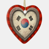 光線との老化させた韓国の旗のハート セラミックオーナメント (右)