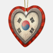 光線との老化させた韓国の旗のハート セラミックオーナメント (左)