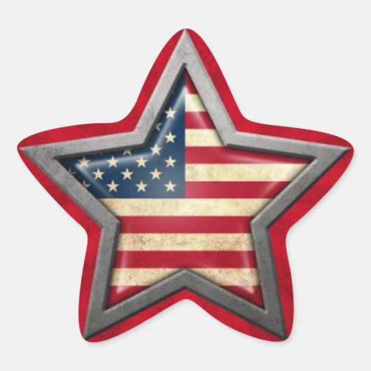 光線のあるアメリカ国旗の星 星シール (正面)