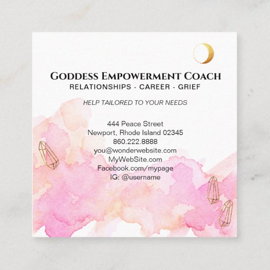 *~*光線の結晶宇宙金ゴールド黒女神 スクエア名刺 (裏面)