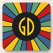 光線ボタンI +写真、文字、モノグラム コースター (正面)