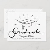 光線付きの卒業帽子 ポストカード (正面/裏面)