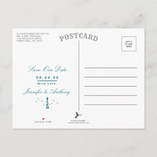 光航海の家結婚の写真の保存日 案内ポストカード (裏面)