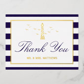 光航海の家結婚の感謝フォイル実在ー 箔招待状ポストカード (正面)