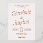 光赤面エレガントピンクフォイル結婚Photo's 箔招待状 (正面)