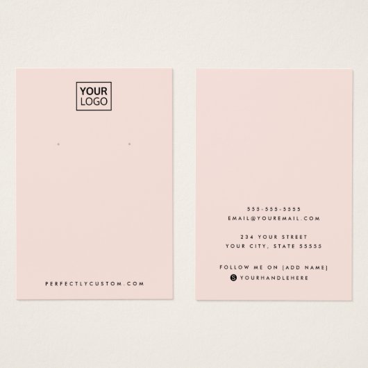 光赤面ピンクカスタムのロゴのイヤリングディスプレイカード (正面&裏面)