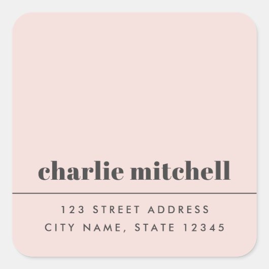 光赤面ピンクミニマモダンリスト差出人住所 スクエアシール (正面)