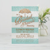 光輝ティール（緑がかった色）はっきりしたストライプブライダルシャワー招待状 招待状 (スタンド正面)