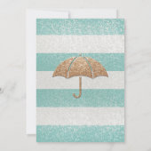 光輝ティール（緑がかった色）はっきりしたストライプブライダルシャワー招待状 招待状 (裏面)