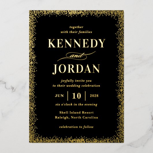 光輝箔実在モダン結婚式招待状 箔招待状 (正面)