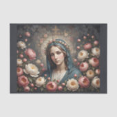 光輪と花を持つ聖母マリア 薄葉紙 (正面)