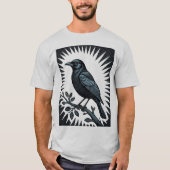 光輪の使者、ワタリガラスイラスト Tシャツ (正面)
