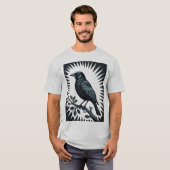 光輪の使者、ワタリガラスイラスト Tシャツ (正面フル)
