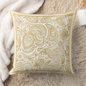 光金ゴールドと白ペイズリーと幾何学模様 クッション (ブランケット)