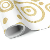 光金ゴールドと白モダン抽象芸術円 ラッピングペーパー (ロールコーナー)