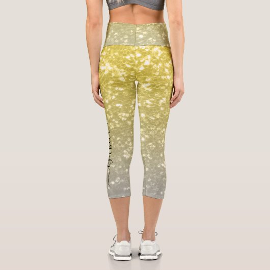 光金ゴールドグラデーション灰色フェイクのキラキラ名前をカスタムする カプリレギンス (裏面)