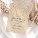 光金ゴールドグリッタースパークルアイボリーsweet sixteen 招待状<br><div class="desc">A、シックモダンで軽い金ゴールドのグリッターシャワーとかわいらしアイボリーの色のブロック甘い16誕生日パーティーの招待グラデーション。</div>