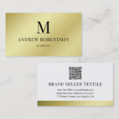 光金ゴールドフェイク金属QRコードモノグラム 名刺 (正面/裏面)