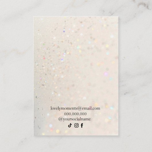 光金ゴールドホログラフィックグリッターネックレスピアス 名刺 (裏面)