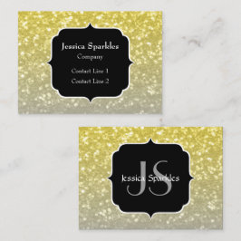 光金ゴールド銀灰色のスパークグラデーションルフェイクモノグラム 名刺