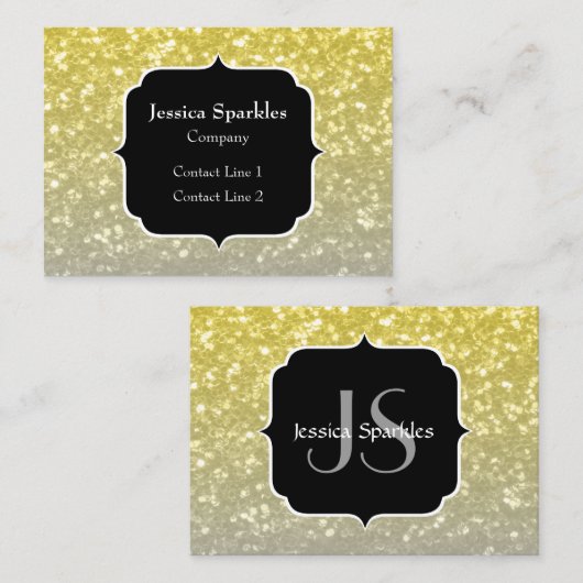 光金ゴールド銀灰色のスパークグラデーションルフェイクモノグラム 名刺 (正面/裏面)