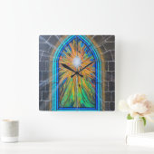 光3教会のステンドグラス窓 スクエア壁時計 (ホーム)