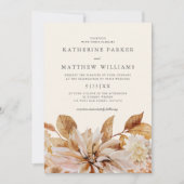 光+エレガント風通しの秋の水の色結婚の 招待状 (正面)