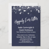 光 テクスチャ 笑顔 永遠の幸せ ネイビー 招待状 (正面)