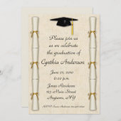 免状のボーダー卒業の招待状 招待状 (正面/裏面)