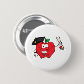 免状を握っているAppleのキャラクターの卒業生 缶バッジ (正面&裏面)
