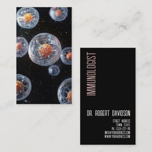 免疫学者アレルギー医モダン医はっきりした 名刺 (正面/裏面)