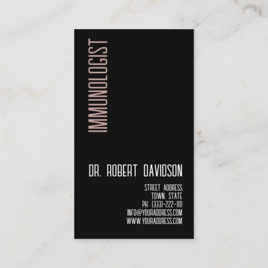 免疫学者アレルギー医モダン医はっきりした 名刺 (裏面)