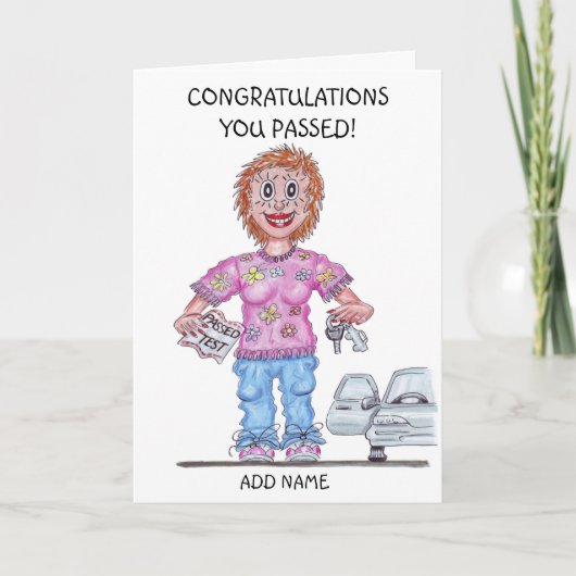 免許取れた女の子の似顔絵 カード (正面)