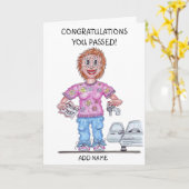 免許取れた女の子の似顔絵 カード (黄色い花)