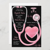 免許職業を有する看護卒業パーティー 招待状 (正面/裏面)